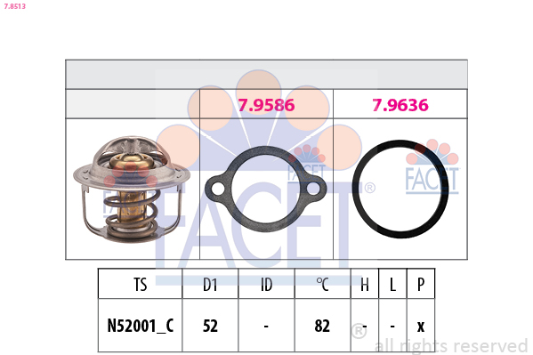 Termostato, refrigerante FACET 7.8513