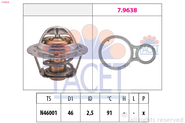 Termostato, refrigerante FACET 7.8524