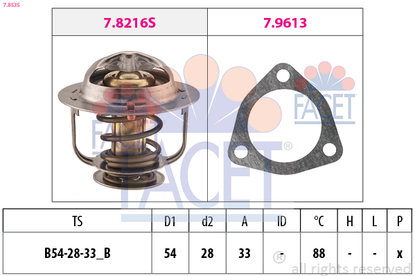 Termostato, refrigerante FACET 7.8535