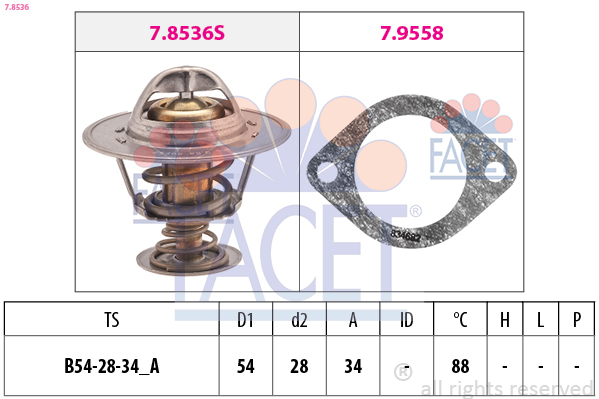 Termostato, refrigerante FACET 7.8536