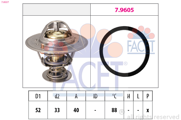 Termostato, refrigerante FACET 7.8537