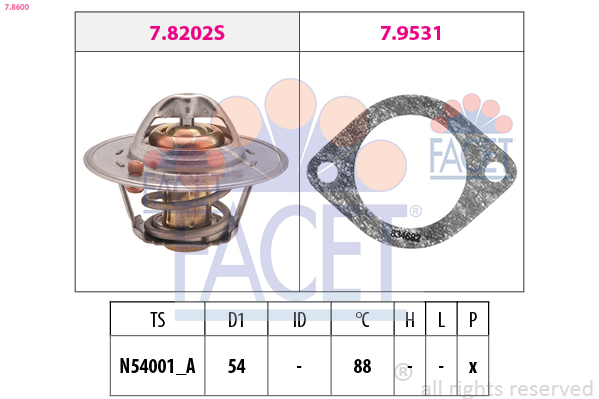 Termostato, refrigerante FACET 7.8600