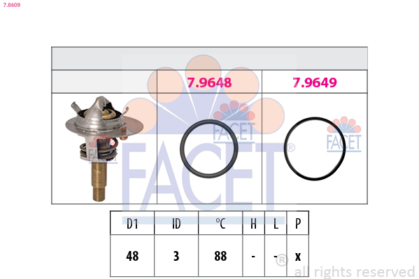 Termostato, refrigerante FACET 7.8609