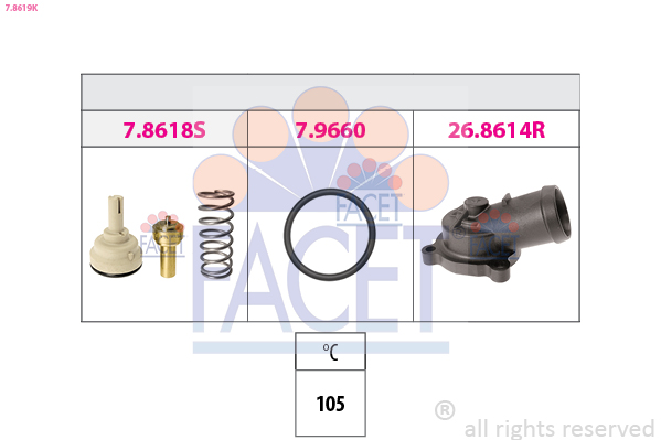 Termostato, refrigerante FACET 7.8619K