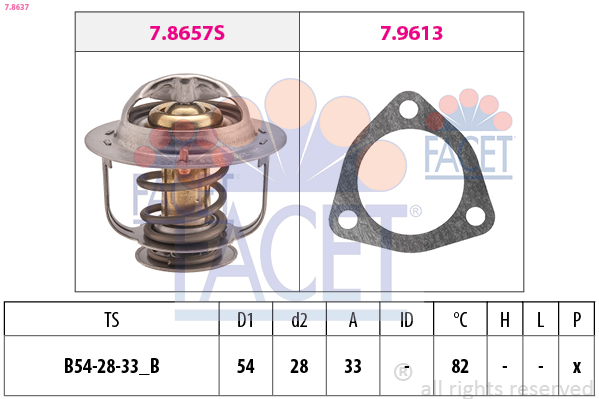 Termostato, refrigerante FACET 7.8637