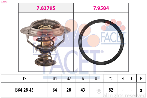 Termostato, refrigerante FACET 7.8649