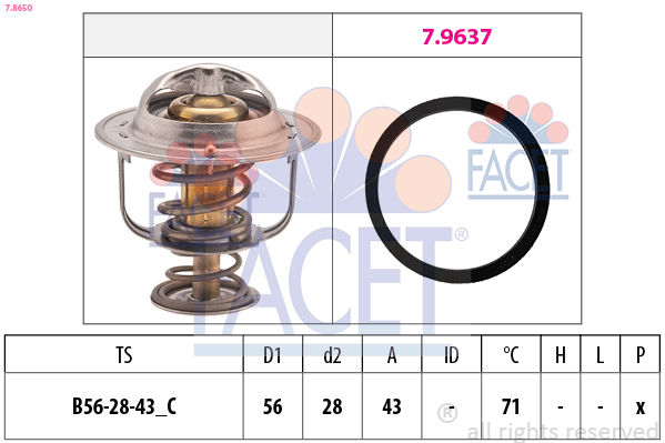 Termostato, refrigerante FACET 7.8650