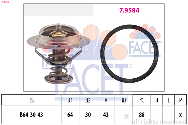 Termostato, refrigerante FACET 7.8651