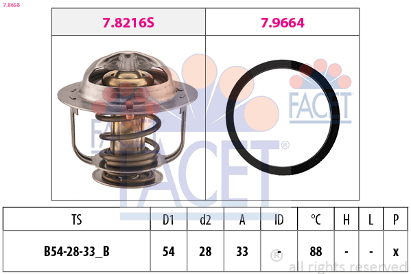 Termostato, refrigerante FACET 7.8658