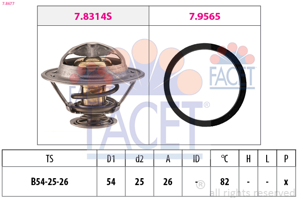 Termostato, refrigerante FACET 7.8677