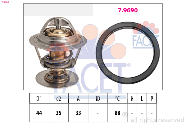Termostato, refrigerante FACET 7.8685