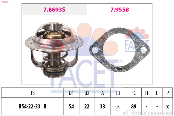 Termostato, refrigerante FACET 7.8693