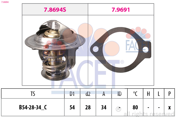 Termostato, refrigerante FACET 7.8694