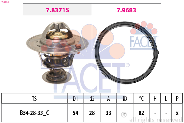 Termostato, refrigerante FACET 7.8726