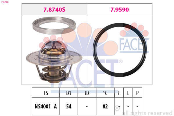 Termostato, refrigerante FACET 7.8740