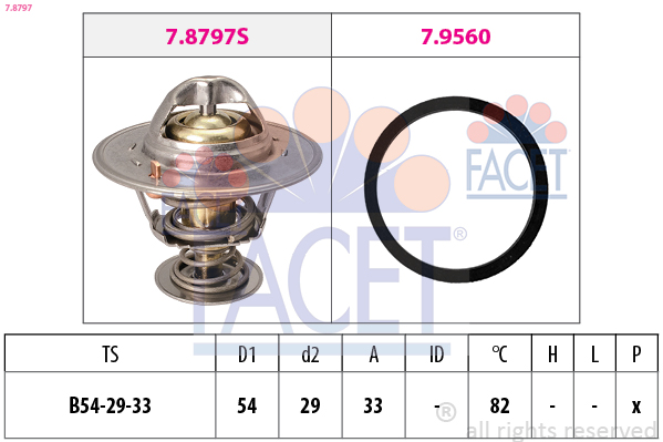 Termostato, refrigerante FACET 7.8797