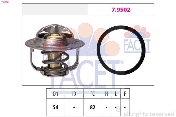 Termostato, refrigerante FACET 7.8800