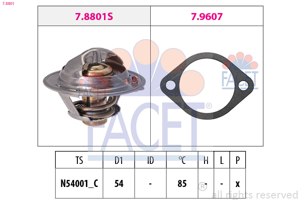 Termostato, refrigerante FACET 7.8801