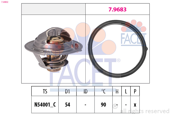 Termostato, refrigerante FACET 7.8802