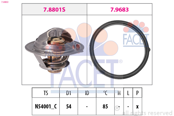Termostato, refrigerante FACET 7.8803