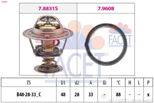 Termostato, refrigerante FACET 7.8831