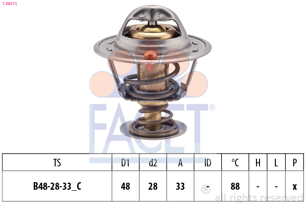 Termostato, refrigerante FACET 7.8831S
