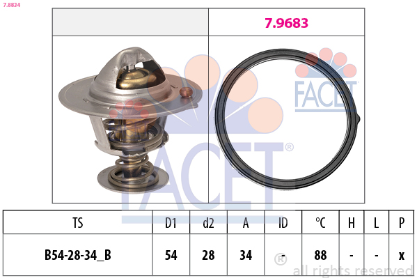 Termostato, refrigerante FACET 7.8834