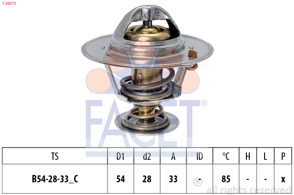 Termostato, refrigerante FACET 7.8837S