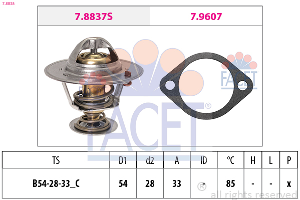 Termostato, refrigerante FACET 7.8838