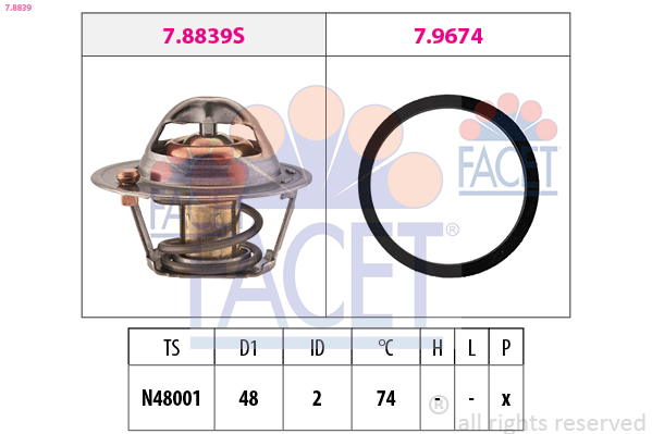 Termostato, refrigerante FACET 7.8839