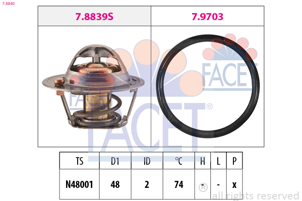 Termostato, refrigerante FACET 7.8840
