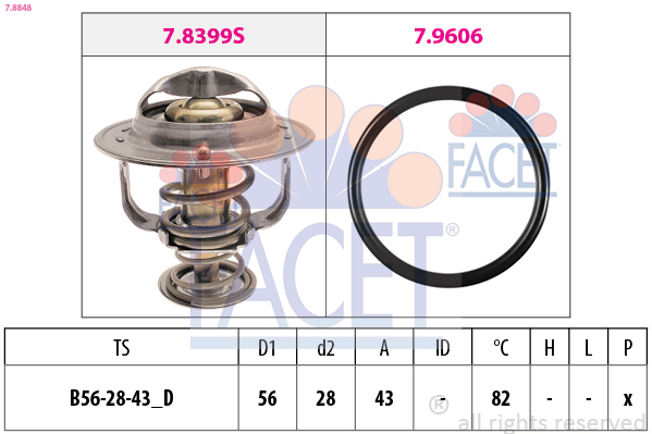 Termostato, refrigerante FACET 7.8848