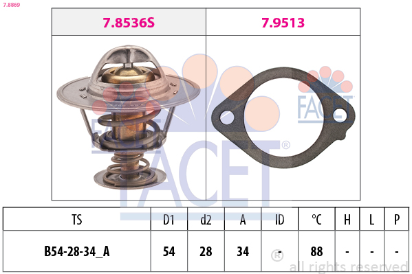 Termostato, refrigerante FACET 7.8869