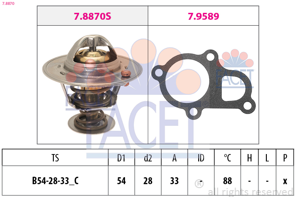 Termostato, refrigerante FACET 7.8870