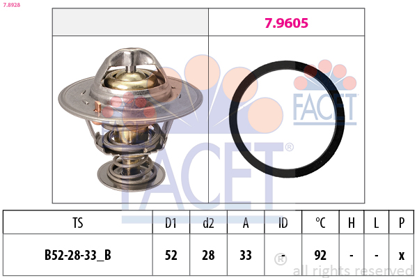 Termostato, refrigerante FACET 7.8928