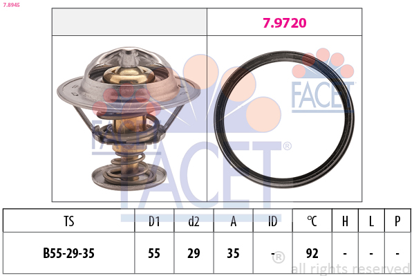 Termostato, refrigerante FACET 7.8945