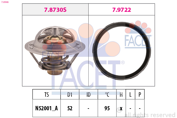 Termostato, refrigerante FACET 7.8946