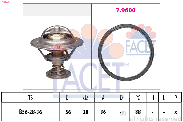 Termostato, refrigerante FACET 7.8948