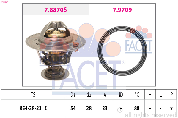 Termostato, refrigerante FACET 7.8971