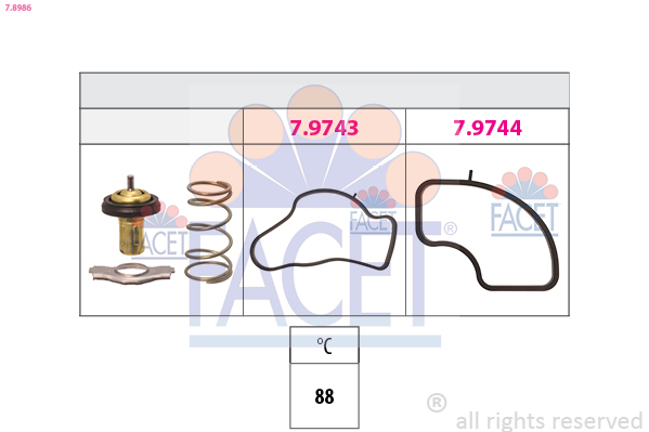 Termostato, refrigerante FACET 7.8986