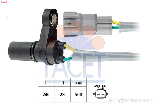 Sensore n. giri, cambio automatico FACET 9.0375