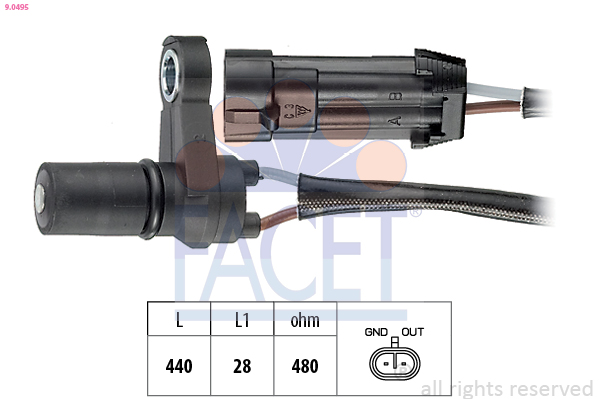 Sensore n. giri, cambio automatico FACET 9.0495