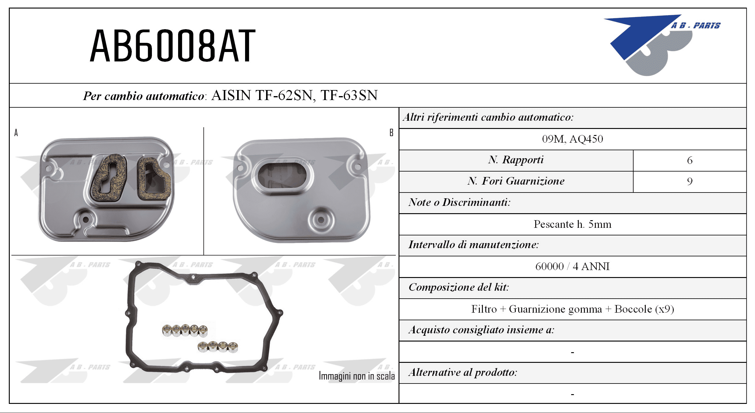 Kit Filtro CAMBIO AUTOMATICO TIGUAN TDi 08>