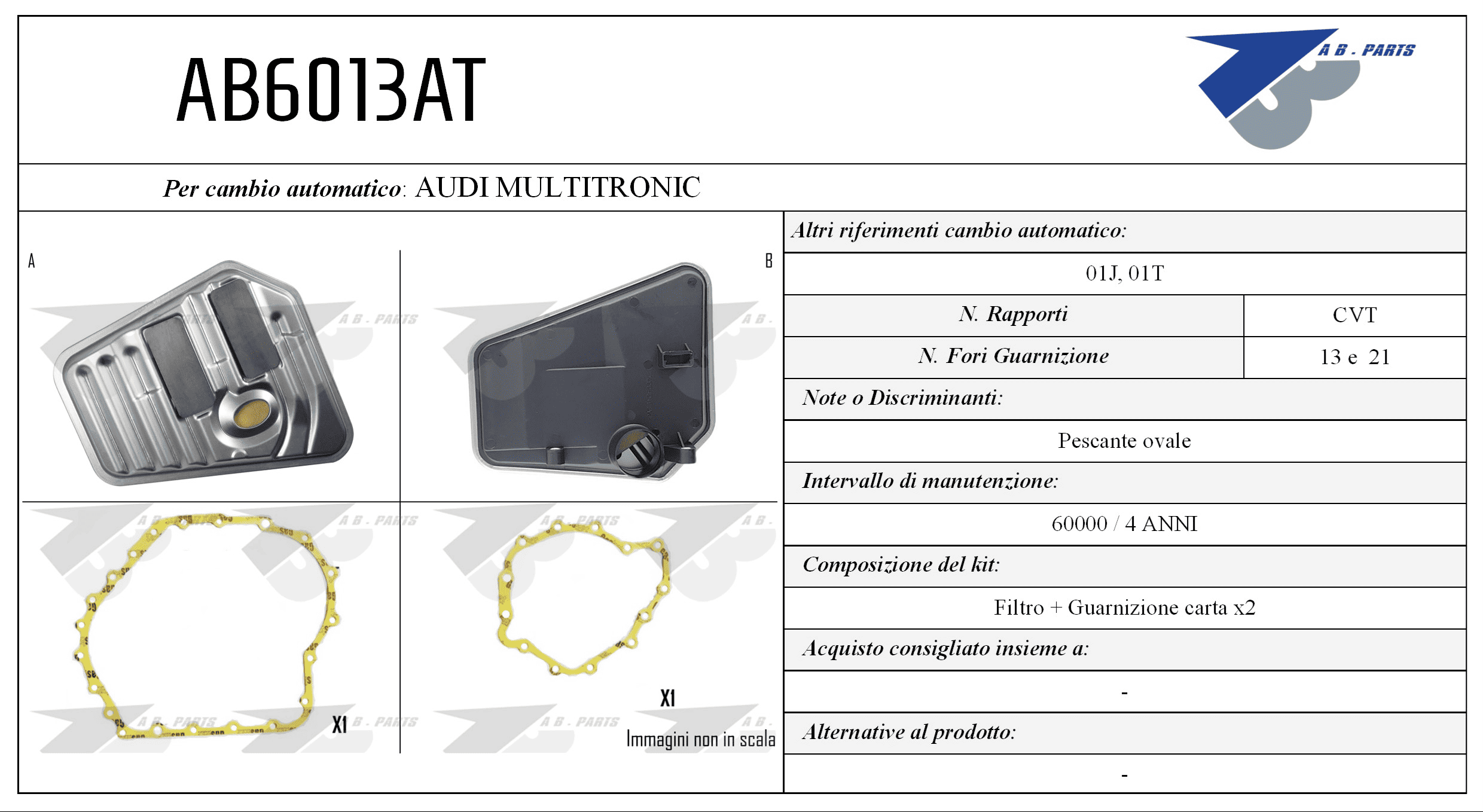 Kit Filtro CAMBIO AUTOMATICO A4 1.6 00>