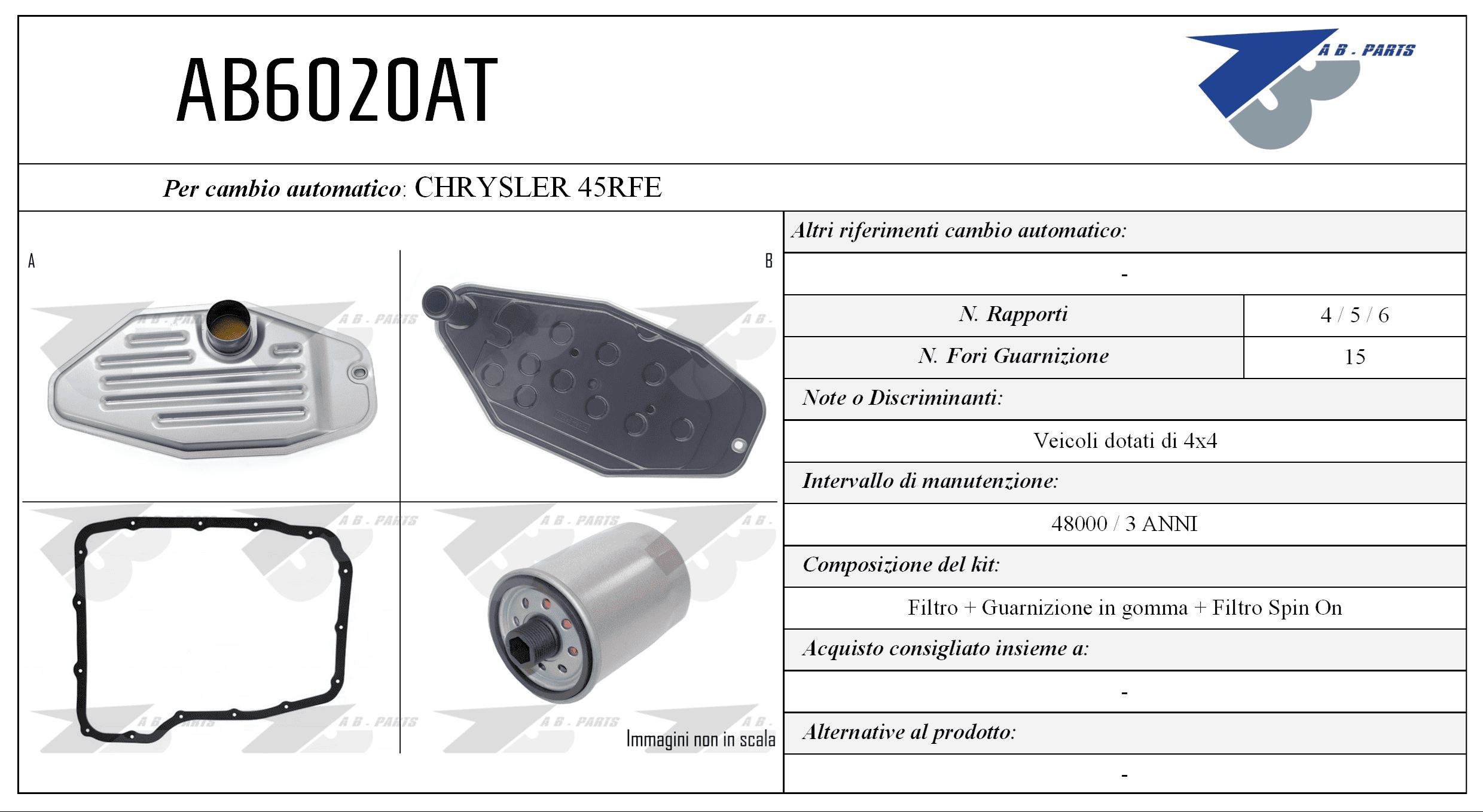 Kit Filtro CAMBIO AUTOMATICO CHEROKEE 01>