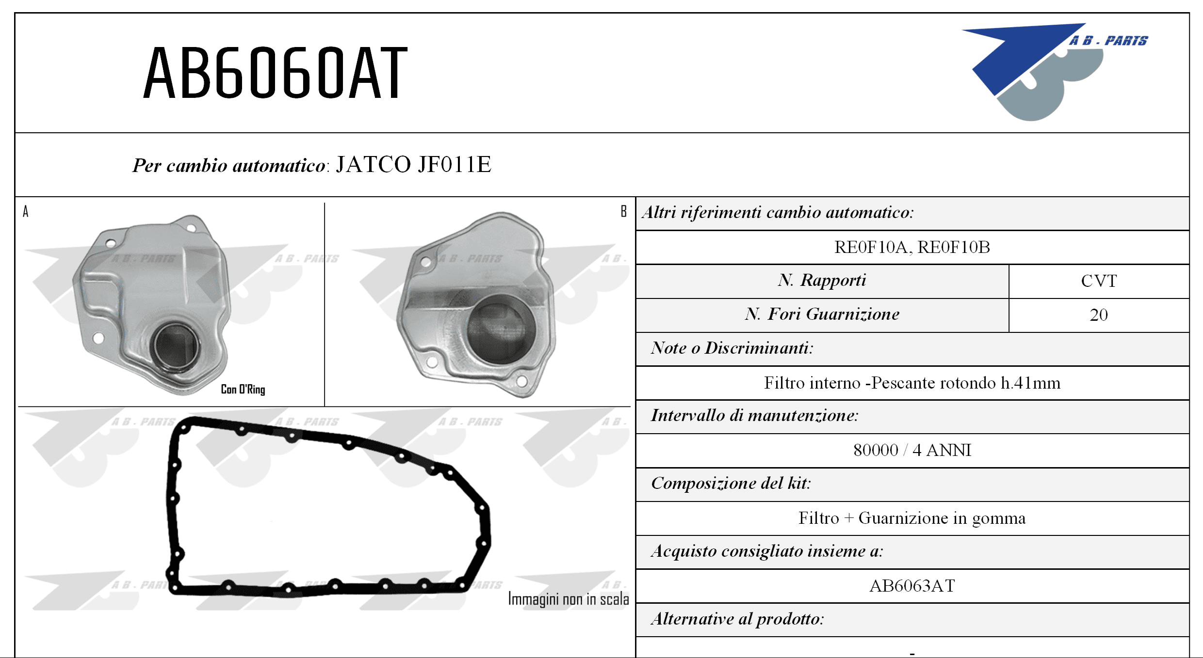 Kit Filtro CAMBIO AUTOMATICO JUKE 1.2D 14>