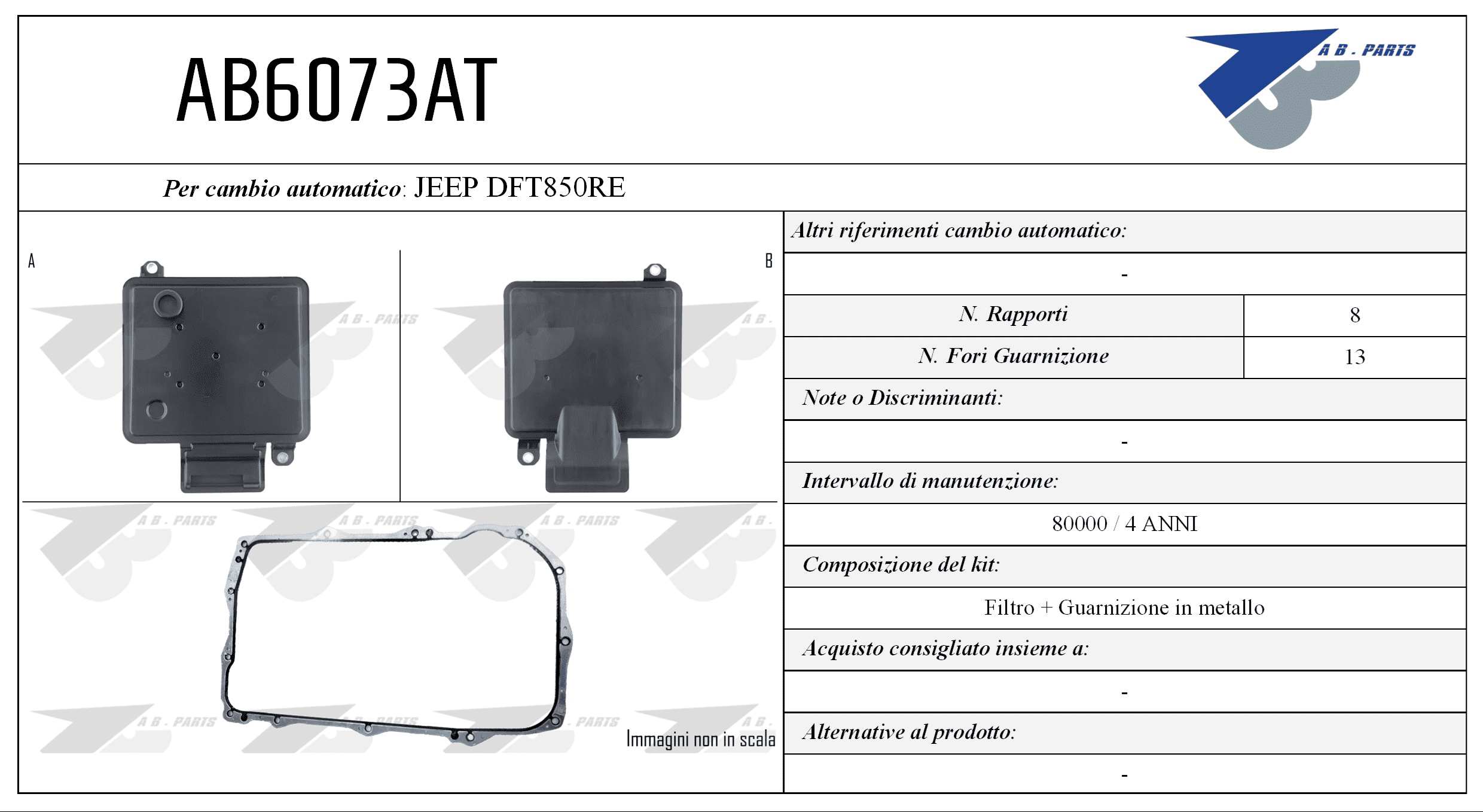 Kit Filtro CAMBIO AUTOMATICO WRANGLER 17>