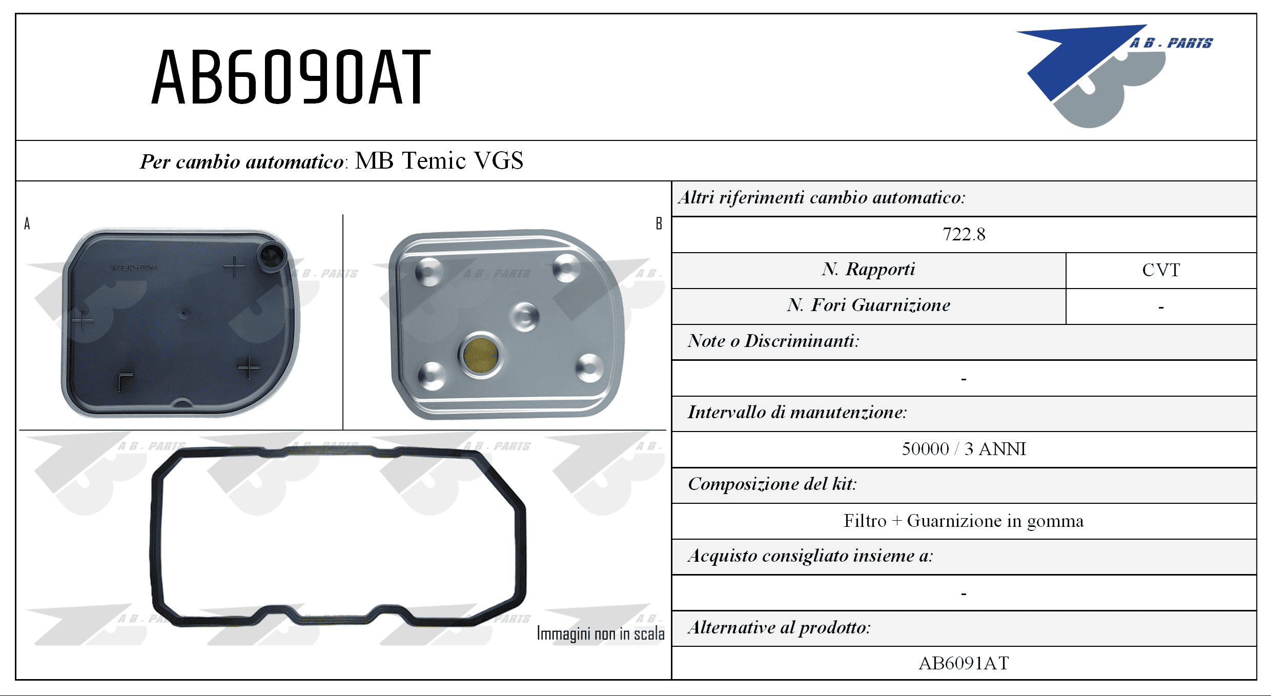 Kit Filtro CAMBIO AUTOMATICO MCD A W169 04>