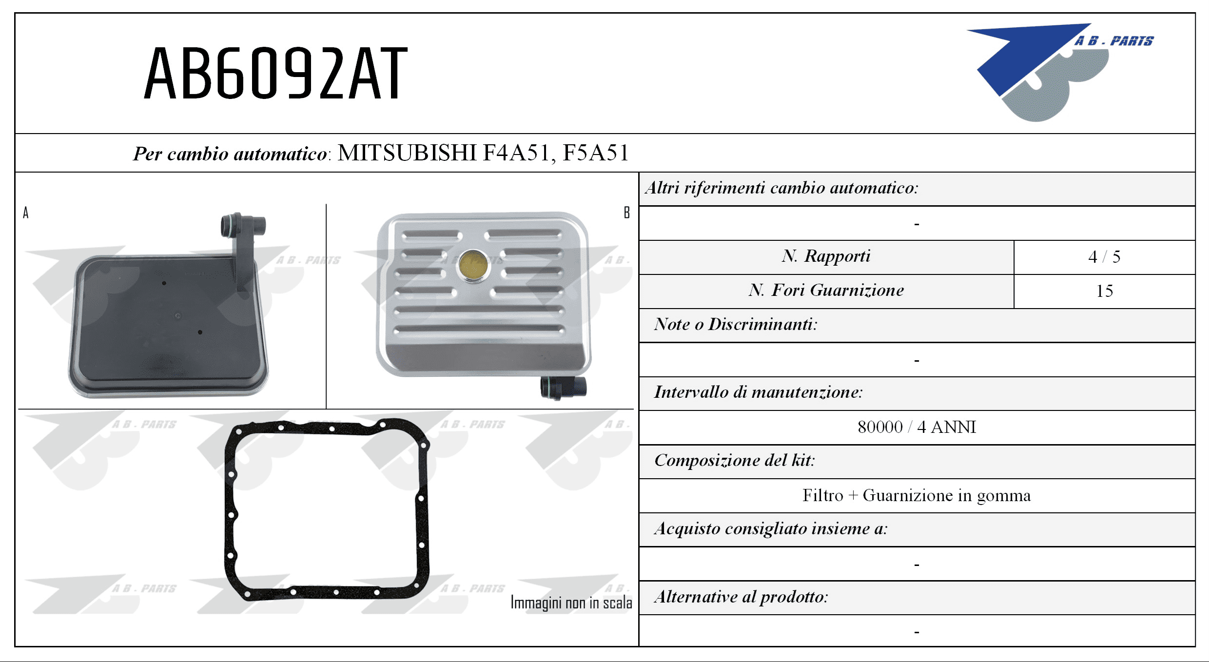 KIT Filtro CAMBIO AUTOMATICO LANCER 1.6 03>
