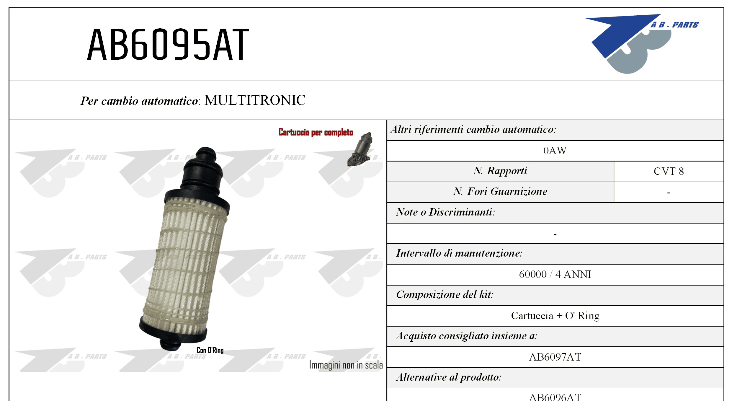 Kit Filtro CAMBIO AUTOMATICO A4 2.0TDi 08>